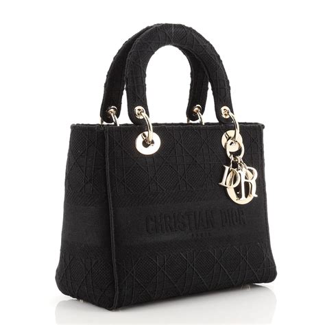 dior lady d lite bag medium black cannage canvas|christian Dior cannage bags.